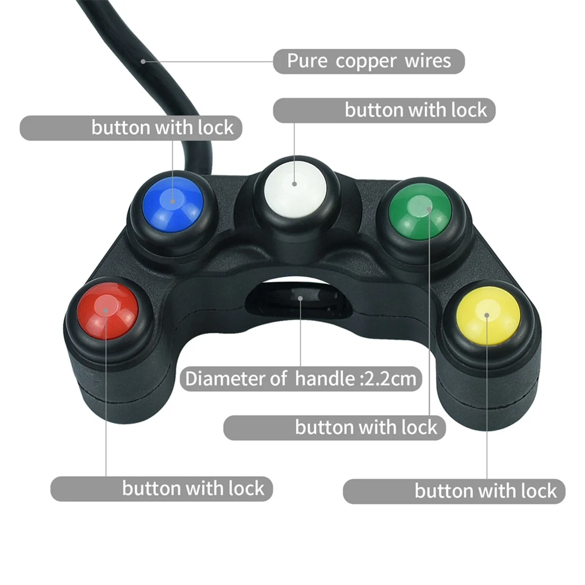 Универсальные 5-кнопочные переключатели для мотоциклов 7/8 дюймов 22 мм руль