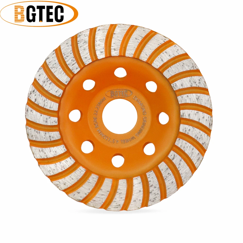 

BGTEC 1pc 4.5 Inch Hot Pressed Diamond Turbo Row Grinding Cup Wheels Masonry Brick Grinder Dia115mm Polishing Concrete Granite