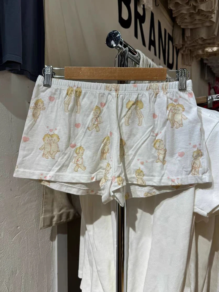 Футболка с принтом ангела и сердца комплект шортами женские летние футболки