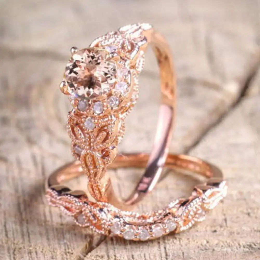 

1 Set Lady Ring Rhinestone Inlaid Vintage Alloy Round Women Circlet for Proposal
