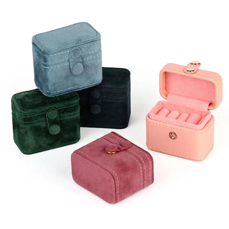2Pcs  New Mini Clip Jewelry Box High-end Beaded Velvet Travel Portable Jewelry Storage Bag Bracelet Earring Jewelry Storage