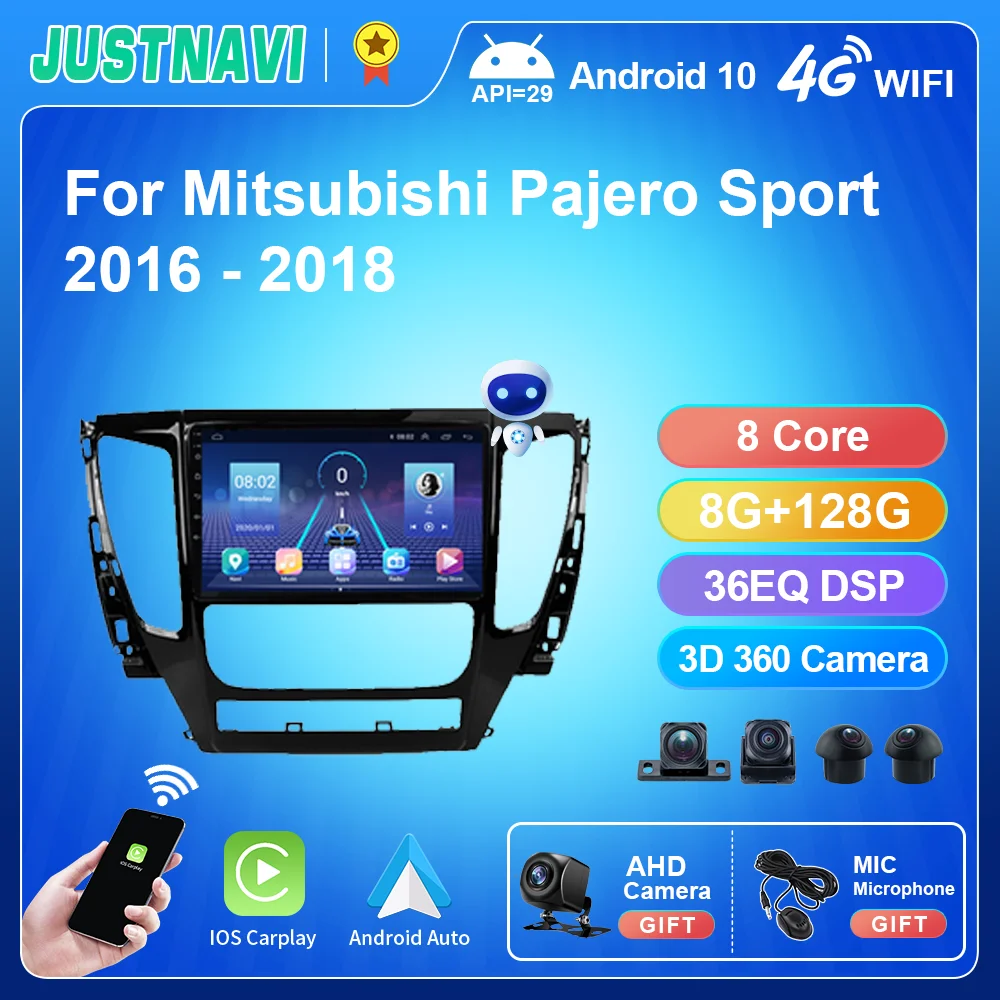 

JUSTNAVI Android 8-ядерный Автомобильный мультимедийный плеер для Mitsubishi Pajero Sport 2016-2020 Радио Видео Carplay Android Авто GPS DSP RDS