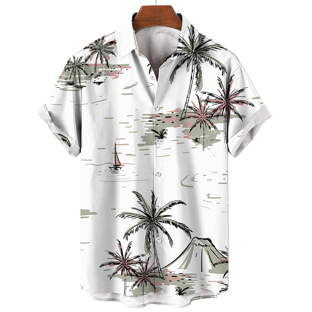

New Hawaiian Shirt For Men Beach Holiday Short Sleeve T-shirt Lapel Button Men's Shirt Fashion Casual Male Clothes Tops Blouse