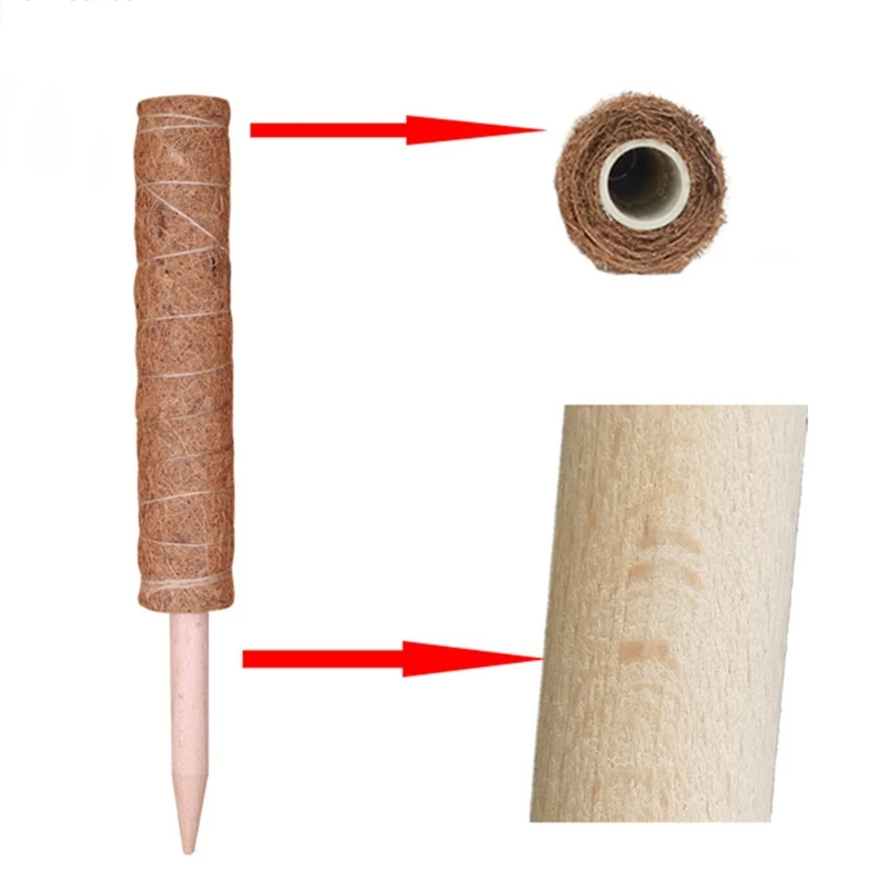 

2Pcs 40cm Coir Pole Plant Moss Sticks for Indoor Plants Climbing Creepers Support Extension with 10Pcs Wood Plant Labels and 2M