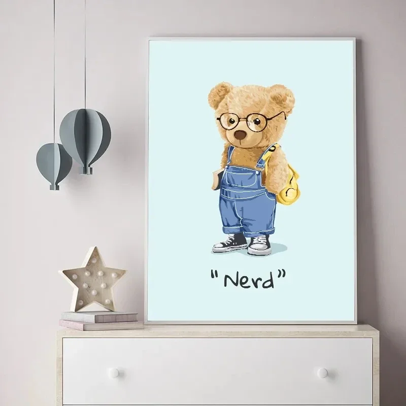 Мультяшный милый плюшевый мишка забавные крутые экшн-плакаты и принты настенные