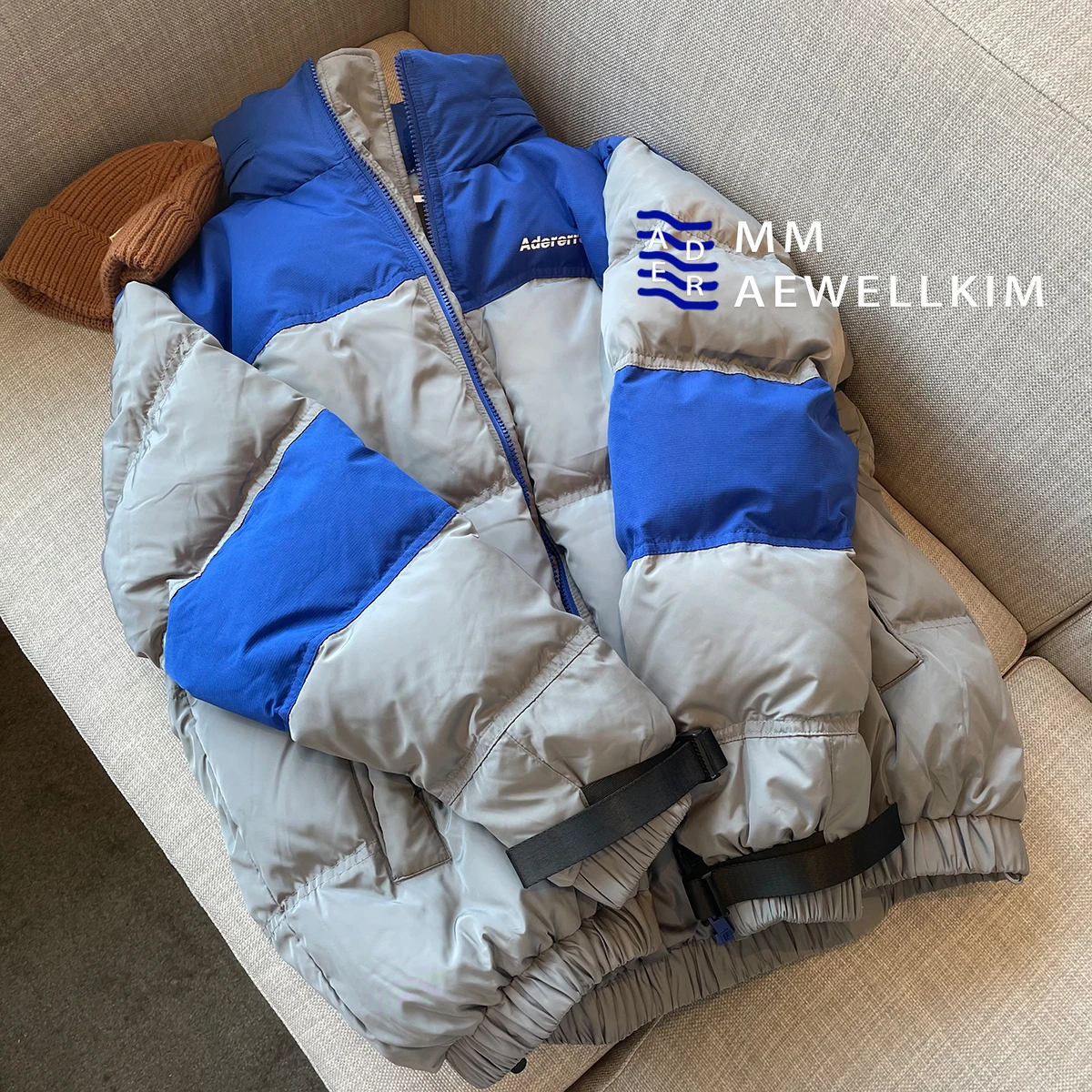 ADER ERROR down jacket splicing design niche white down male and female couples loose oversized warm down jacket unisex