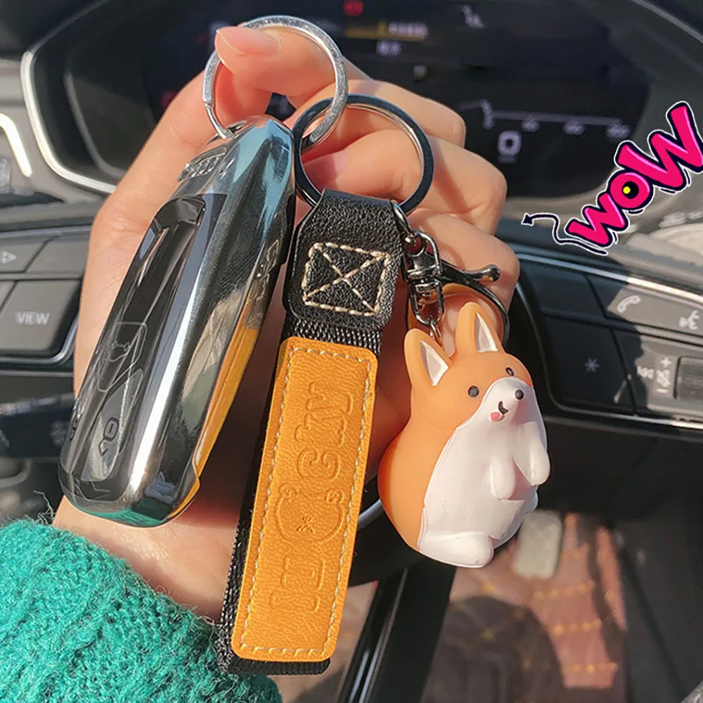 Милая мультяшная миниатюрная корги брелок модель куклы женская сумка для