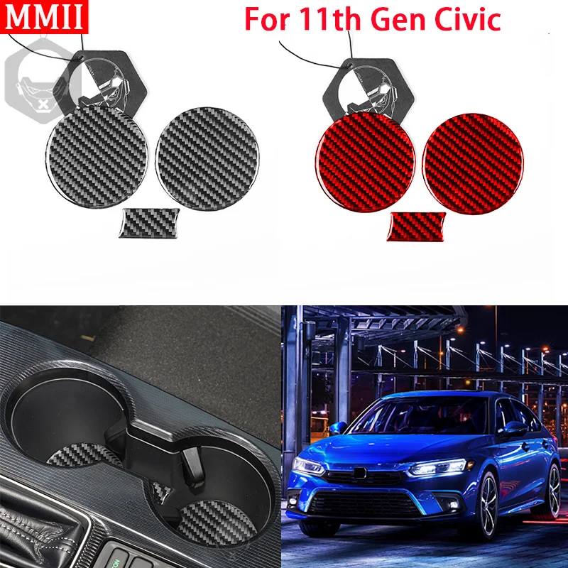 

RRX для 11-го поколения Honda Civic 2022, внутренний держатель стакана для воды из углеродного волокна, декоративная крышка переключения передач, стикер для отделки, автомобильные аксессуары