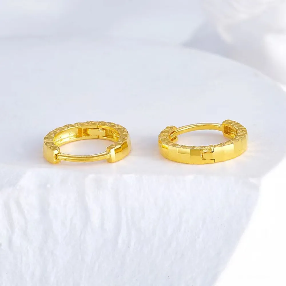 Серьги-кольца из желтого золота 18 карат женские резные квадратные серьги на