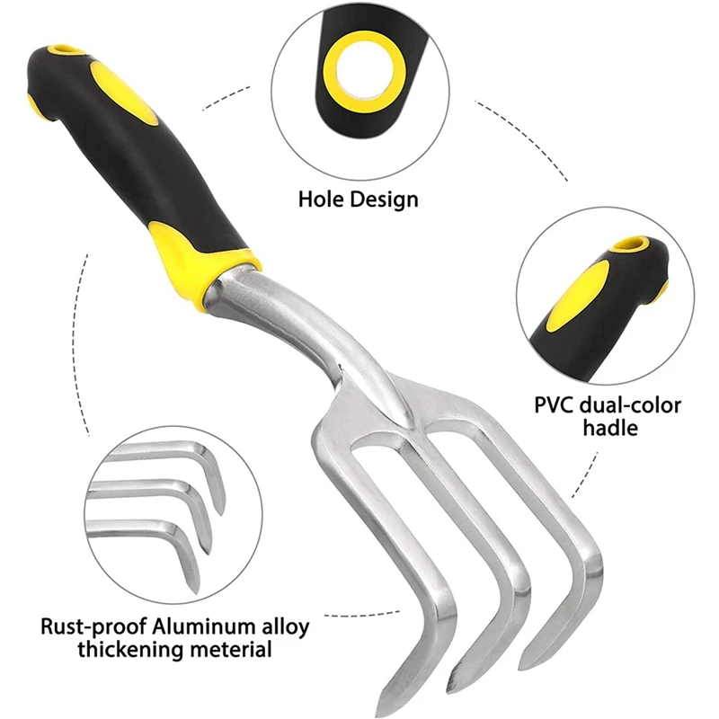 

5 Piece Garden Tools Set, Indoor And Outdoor Hand Planting Kit With Garden Gloves Pruning Shear Rake Shovel & Trowel