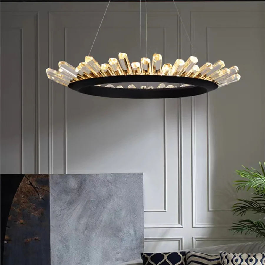 

IWP Modern Crystal Pendant Lamp Indoor Creative Design Iron Hanging Lamp Living Hall Dining Room Bedroom LED Lustre Decor Light