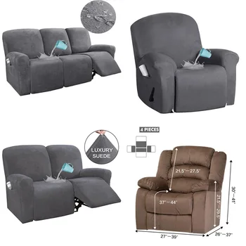 WaterRepellent Recliner Sofa Cover Elastic Massage Couch Slipcovers For Living Room Lounger Armchair Sofa Covers 1/2/3 Seater
