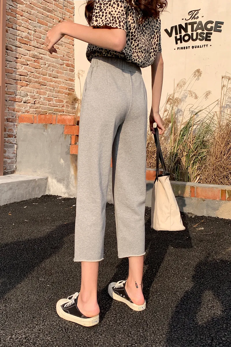 

Straight pants spring and summer new casual thin section seven points loose wide legs nine points radish sports pants women