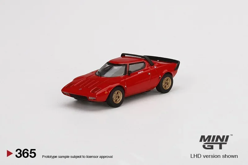 Модель автомобиля MINI GT 1:64 Lancia Stratos HF Stradale Rosso Arancio с левым рулем