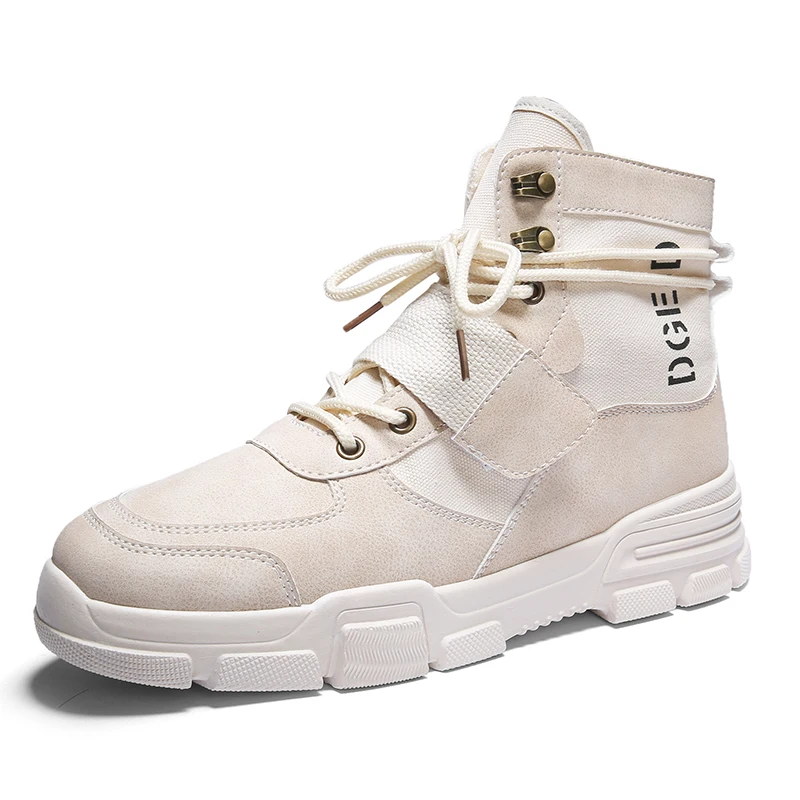 

Fashion Thick Bottom Camel Beige Male Motorcycle shoes Winter Men's casual shoes Thick Plush Warm High Top Shoes S10720-S10728