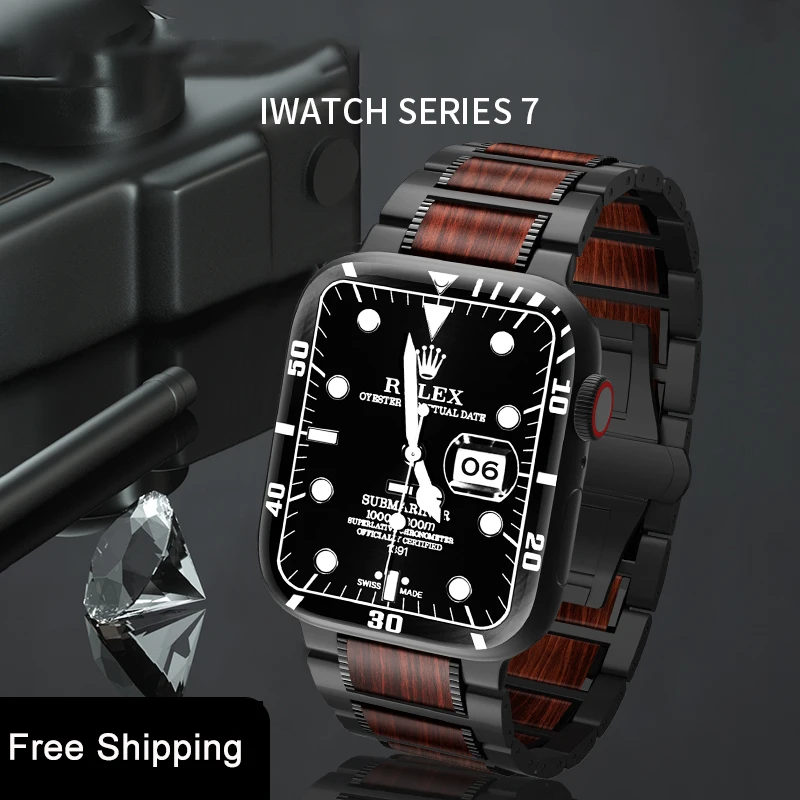 

Red Sandalwood Watchband for Apple Watch Serie 5 4 3 2 40MM 44MM 38MM 42MM Bracelet Strap For iwatch 7 6 SE Watch Accessories