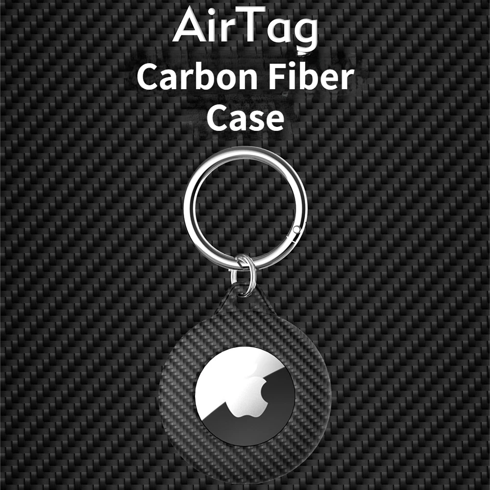 

Carbon Fiber Case For Airtag Apple Airtags Protective Cases Cover Shockproof Waterproof Keyring Key Ring Kids Pet Luggage Black