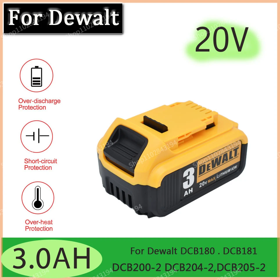 

DeWalt 20V 3.0AH /3000mah Li-Ion battery power tool replacement for DeWalt DCB184 DCB181 DCB182 DCB200 18V/20V battery