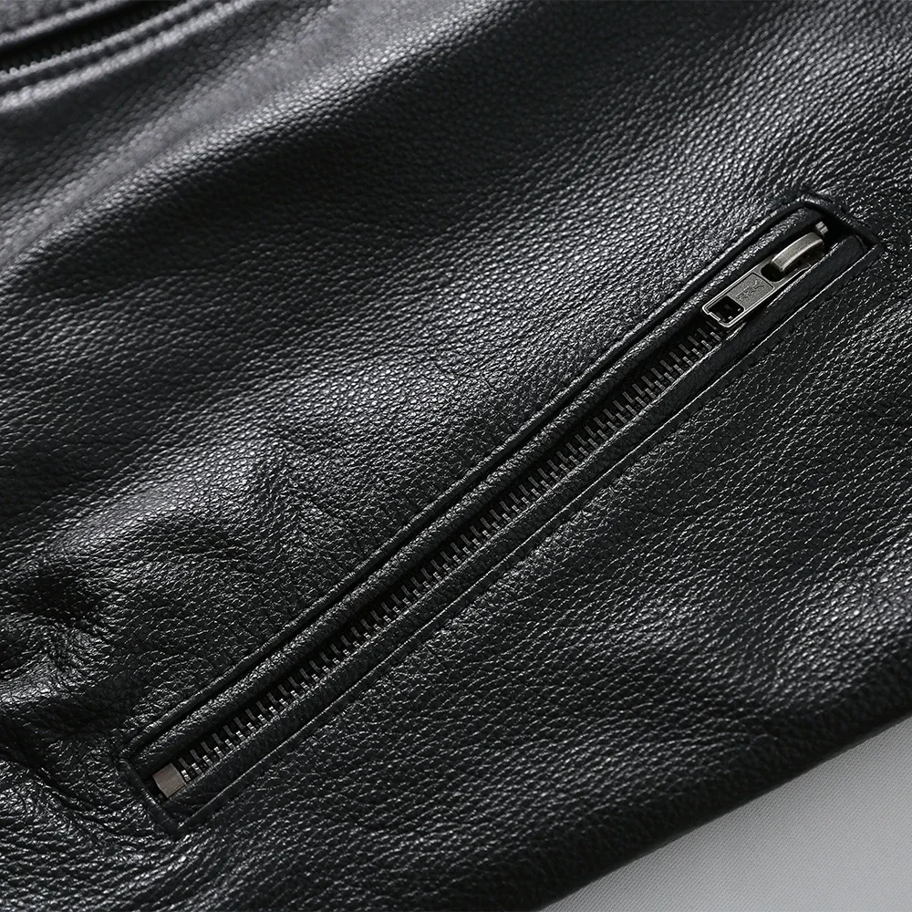 Мужская приталенная куртка из натуральной воловьей кожи размеры до 5XL