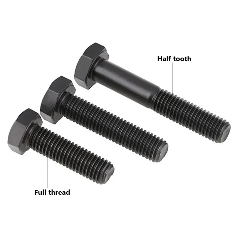 M8 M10 M12 Черные болты с шестигранной головкой класса 8 резьбой внешний шестигранный