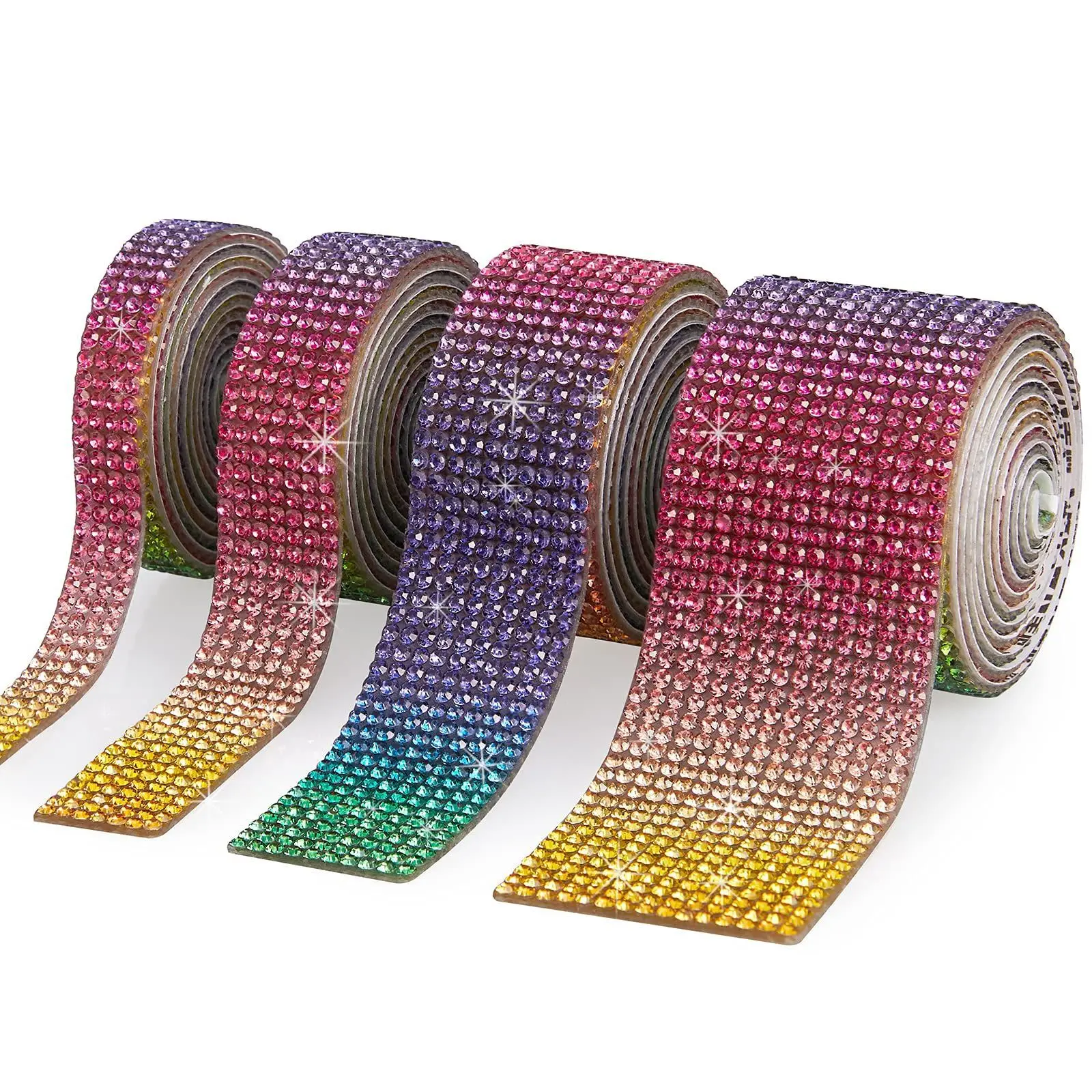 

1 Yard Colorful Rainbow Self Adhesive Crystal Rhinestone Diamond Tape DIY Sticker Crafts Event Car Phone Case Home Decoration
