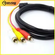 

Преобразователь RYRA в 3 RCA, композитный адаптер с поддержкой 480P/720P/1080P, подходит для HD-плеера на ТВ