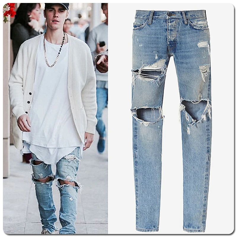 Kenntrice Baggy Jeans Stylish Casual Streetwear Ripped Jeans For Men Streetwear Ripped Trend Men's Fashion Denim Jeans Designer