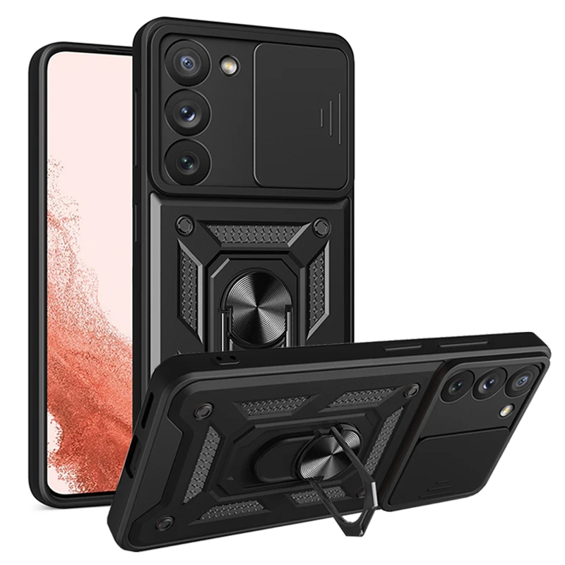 

For Samsung S23 Ultra Case Shockproof Magnetic Ring Bracket Cover For Galaxy S23 Plus S23 S 23 Sliding Camera Protective Cover