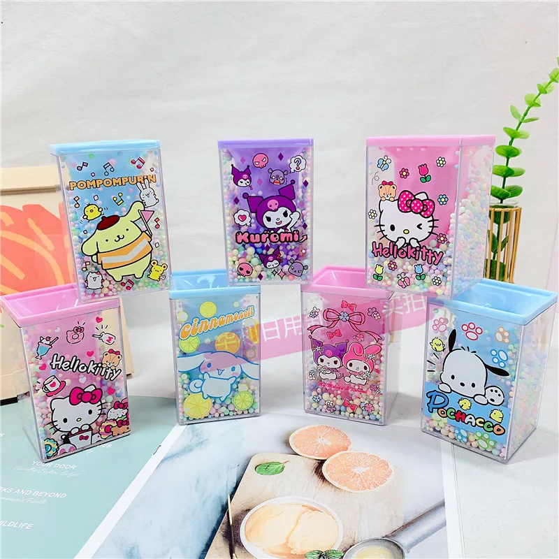 

Cartoon Sanrioed Kuromi Kawaii Pen Holder Storage Box My Melody Creative Dream Transparent Desktop Stationery Storage Box Gifts