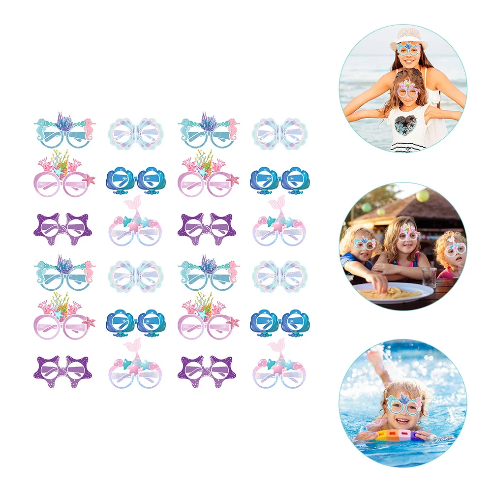 

24 Pcs Eyeglasses Props Mermaid Party Glasses Party Summer Beach Glasses Props