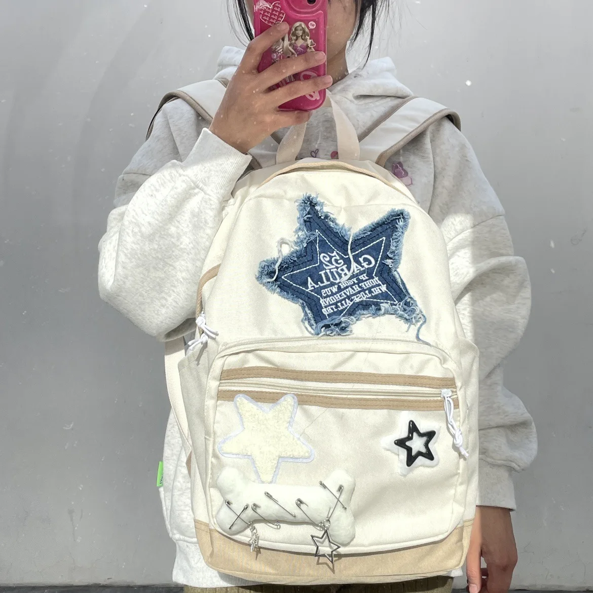Y2K Korean Fashion Casual Kawaii Book Bag Cute Star Backpack Student Bags Schoolbag Kids Travel Girls Ladies Backpacks For Women