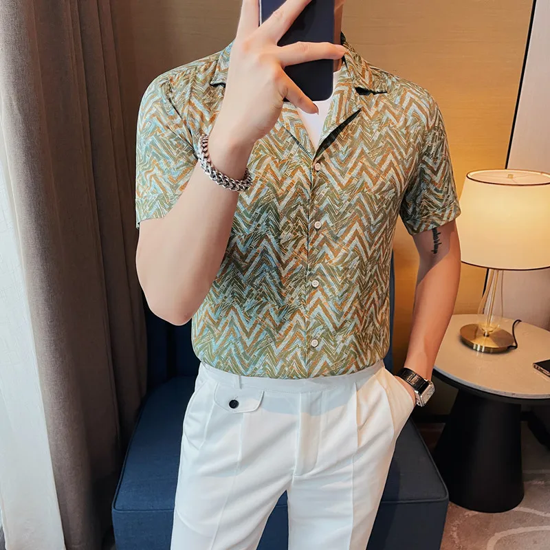 

2023 Men's Shirts Fashion Casual Short Sleeve Lapel Stars Print Harajuku Tops Hawaiian Men's Oversized Vintage Shirts S-3XL