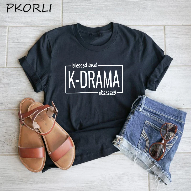 

Harajuku Kpop K-Drama Tshirt Women Men Blessed and K Drama Obsessed T Shirt Korean Style Lover T-Shirt Oversized T-shirts Tops