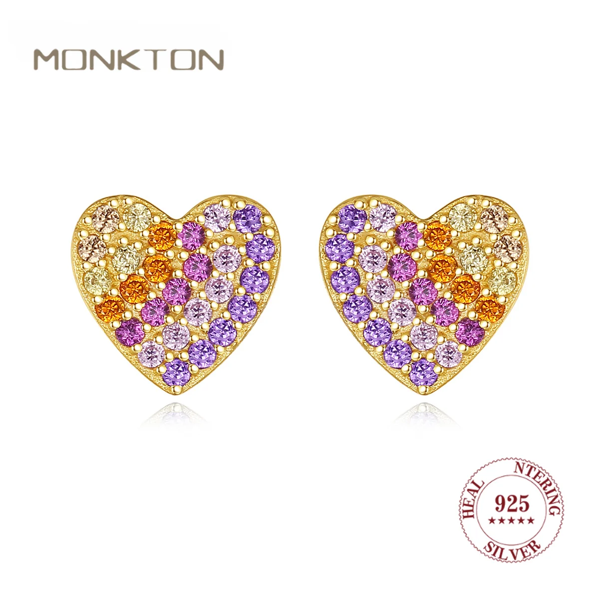 

Милые серьги-гвоздики Monkton в форме сердца для женщин, летняя бижутерия из циркония, красочные серьги, ослепительные свадебные украшения, невременные подарки