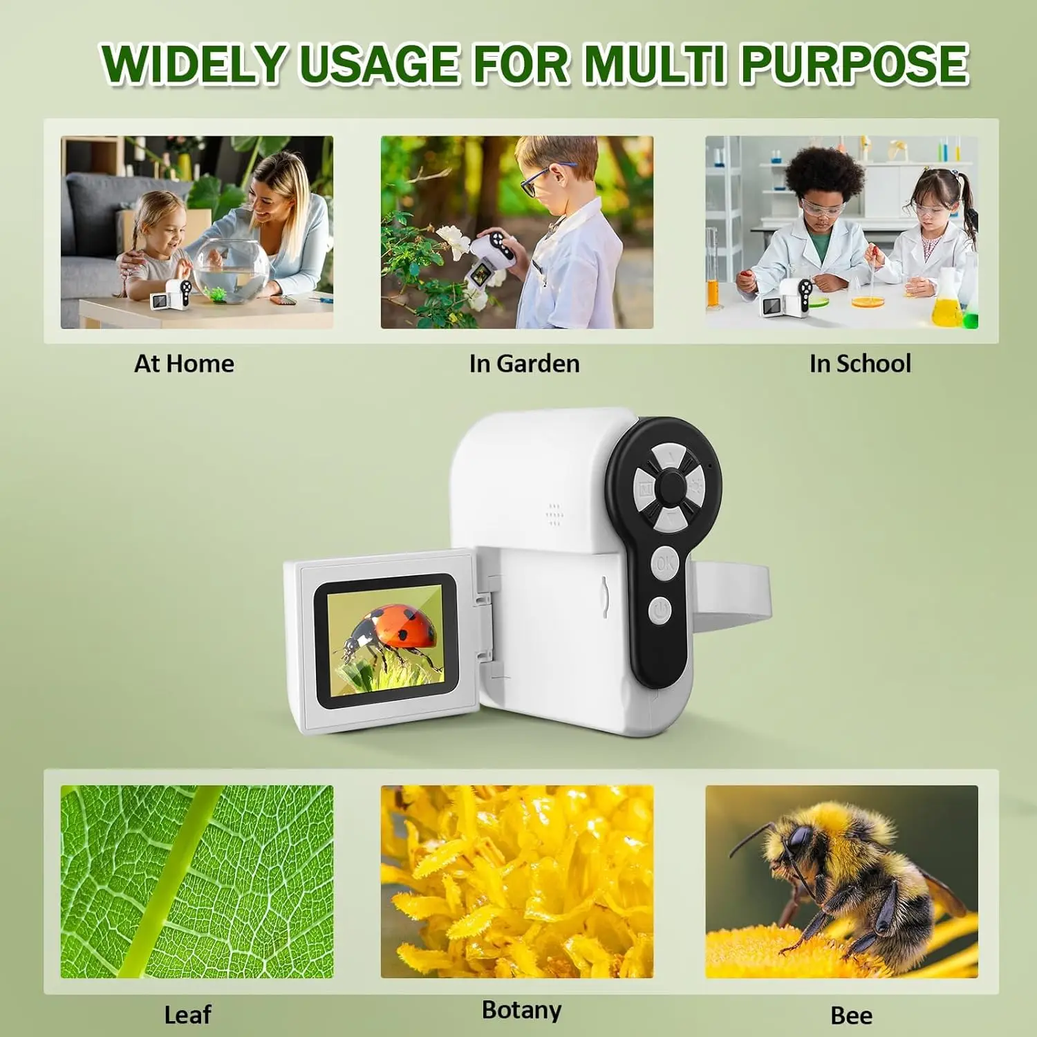 Микроскоп для детей портативный детский микроскоп 1000X с 6 регулируемыми