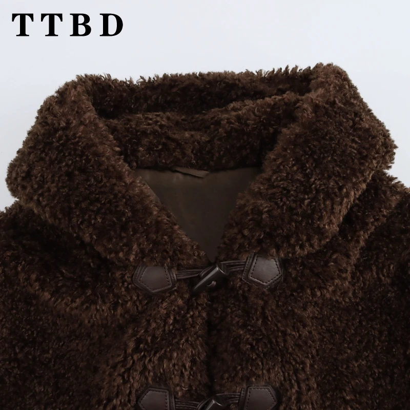 TTBD 2024 новая осенняя женская повседневная однобортная флисовая однотонная куртка