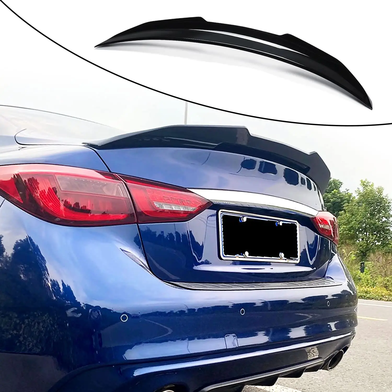 

Trunk Spoiler for Infiniti Q50 Q50S Sedan 2014-2022 Golssy Black Rear Tail Wing Lip Car Accessories