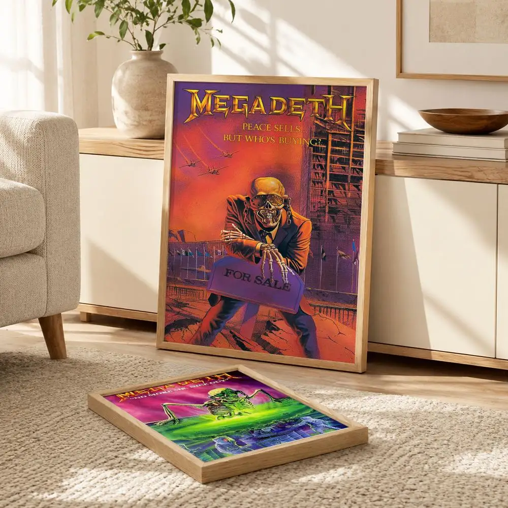 Фото Постеры-наклейки Band M-Megadeth, HD-печать, самоклеящиеся, современное искусство для спальни, гостиной, домашнего декора, настенные наклейки, подарок №3