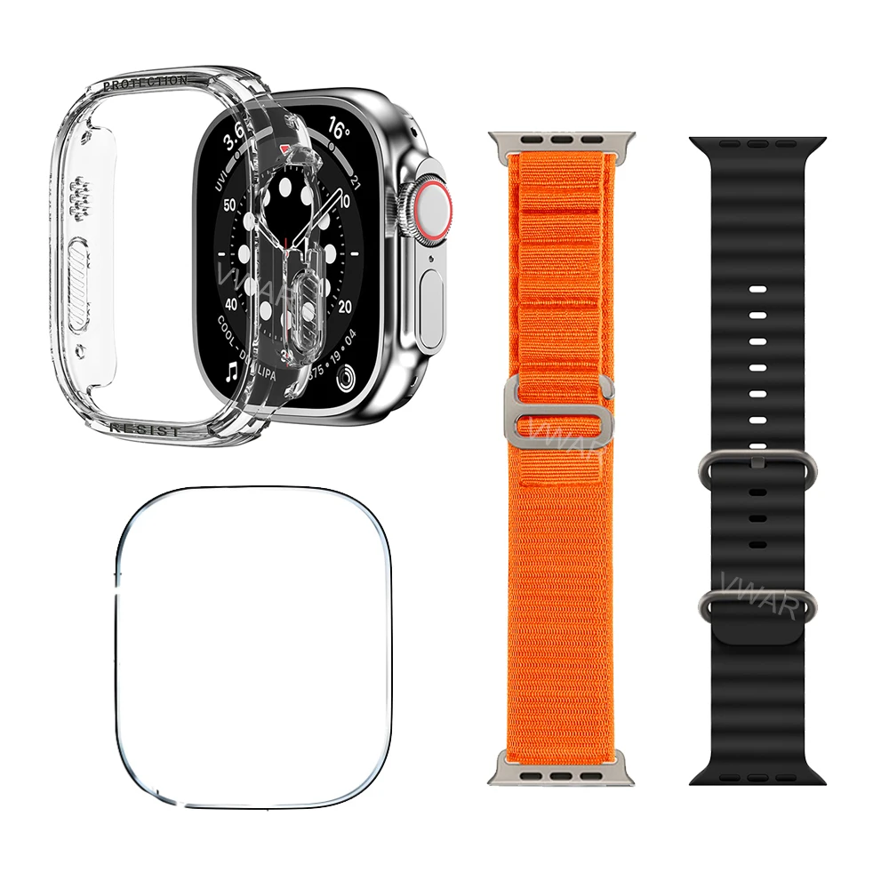 

Alpine Loop strap & Ocean Band For Apple Ultra watch 49mm Tempered Glass & Watch Cover For iwatch iwo H12 Ultra Hello Watch 3