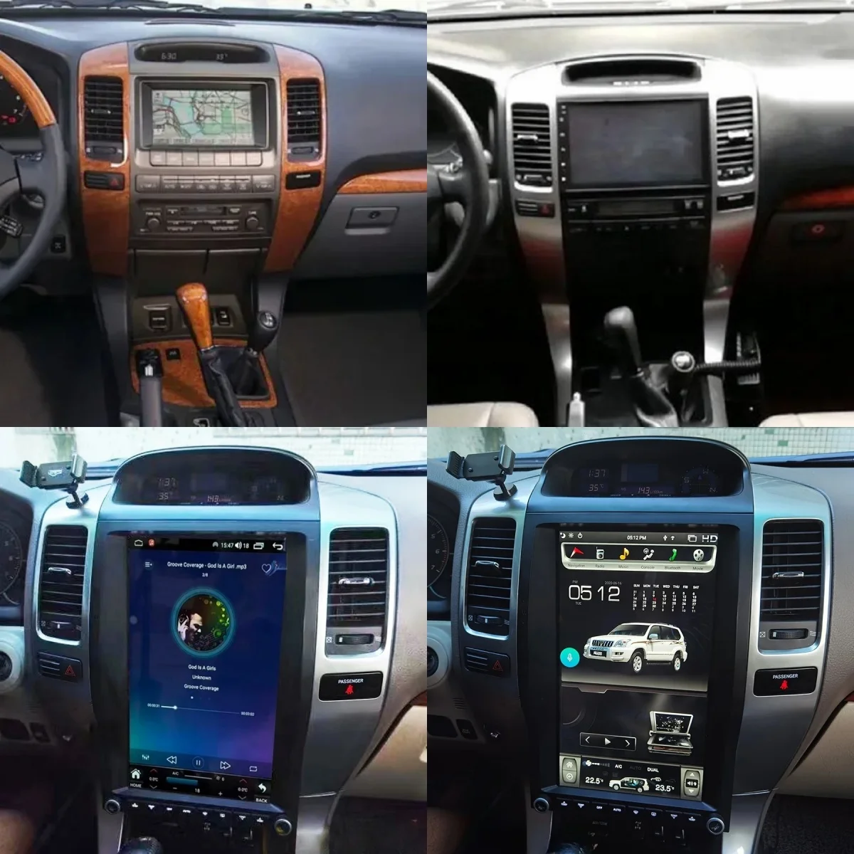 13 6-дюймовый экран Android13 радио Tesla для Toyota Land Cruiser Prado 120/Lexus GX470 2002-2008 автомобильный