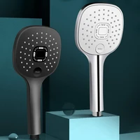black shower hand held shower head rotatable top spray single head pressurized simple square stainless steel constant temperatur
