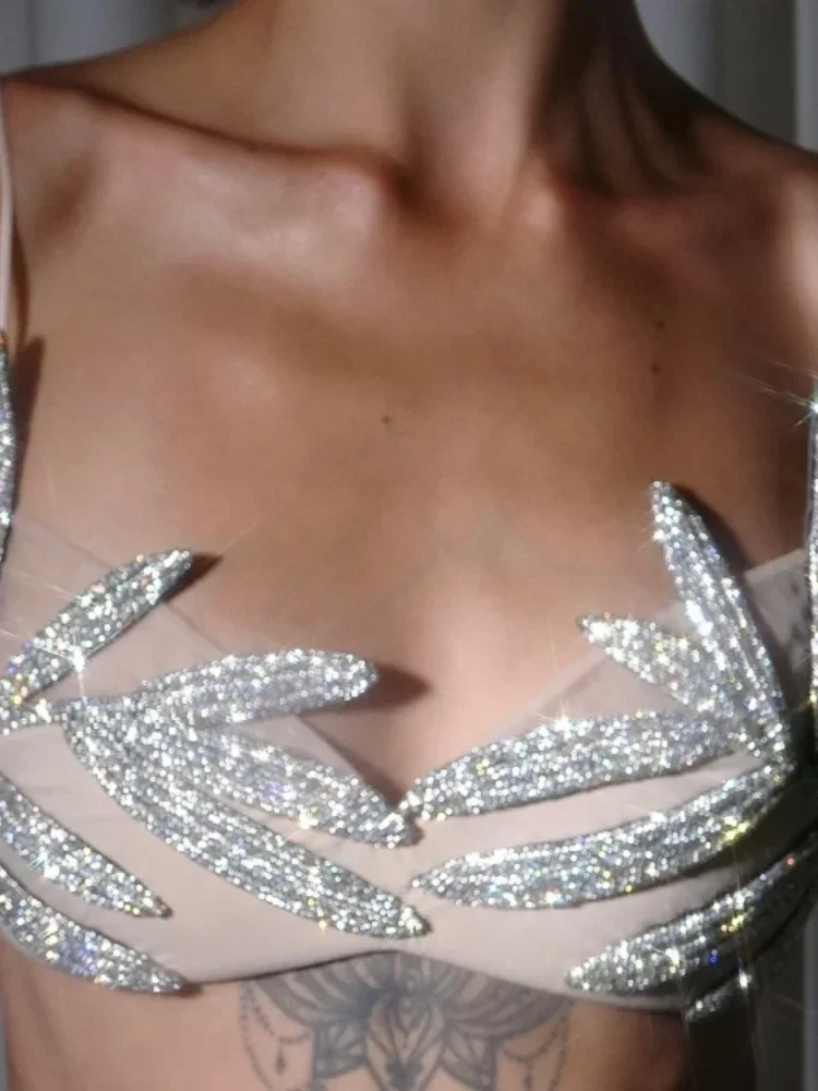 Сексуальный бюстгальтер-бикини на бретельках с ромбовидной аппликацией женский