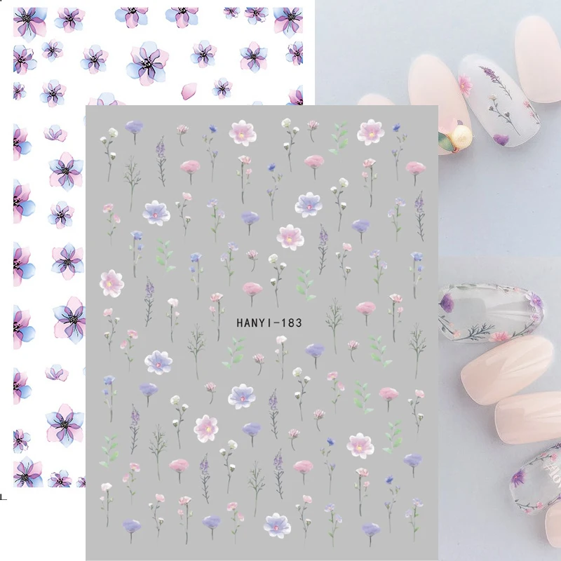 

3D Nail Stickers Blue White Flower Design Nail Art Water Decal Back Glue Nail Stickers Nail Art Decoration For TIP NAIL