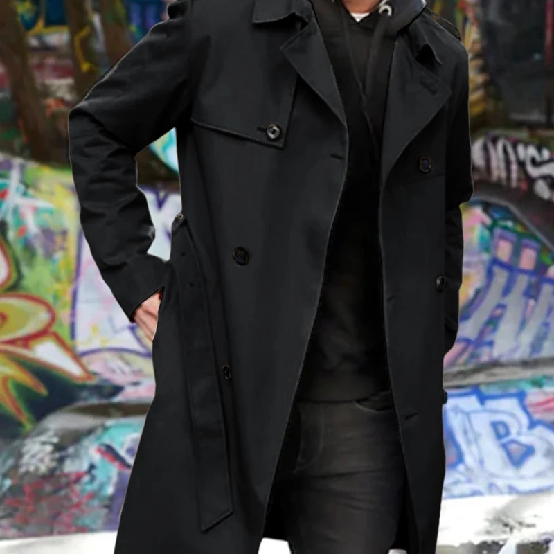 Ветровка мужская зимняя с карманами модная длинная куртка повседневная верхняя