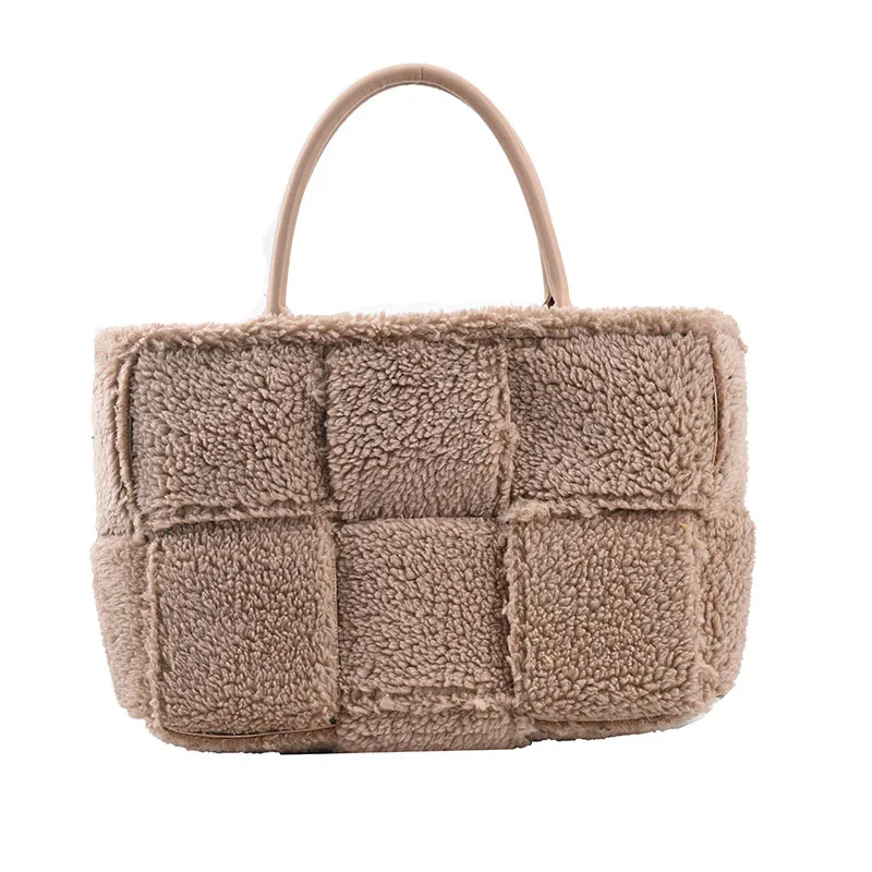 

Large Capaity Faux Fur Tote Bag For Women Shoulder Bag Winter Warm Fashion Lamb Travel Top-handle Bag Bolsa Shopping Bags