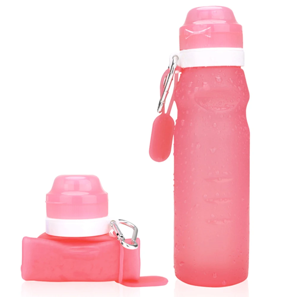 

600ML Collapsible Silicone Water Bottle with hook Leak Proof Portable Cup for Travel Sports Outdoor Travel Outdoor Office