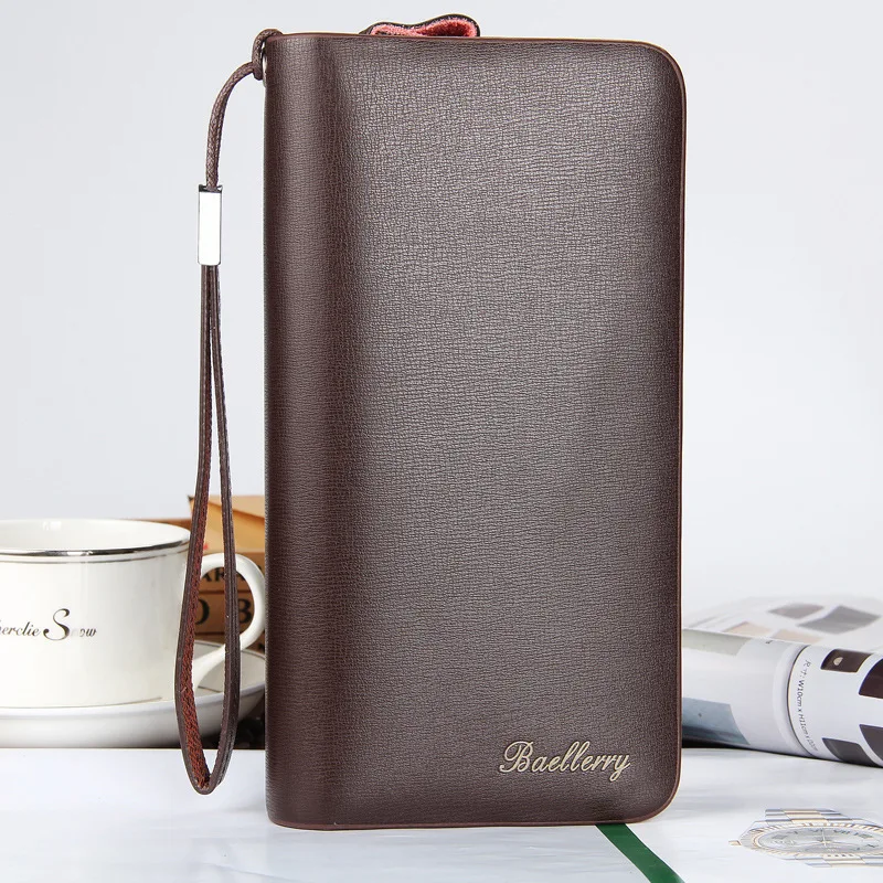 

Business Men Clutch Wallets Large Capacity Baellerry Fashion Long Wallet Man Hand Bag Double Zipper Mobile Phone Pouch Carteira