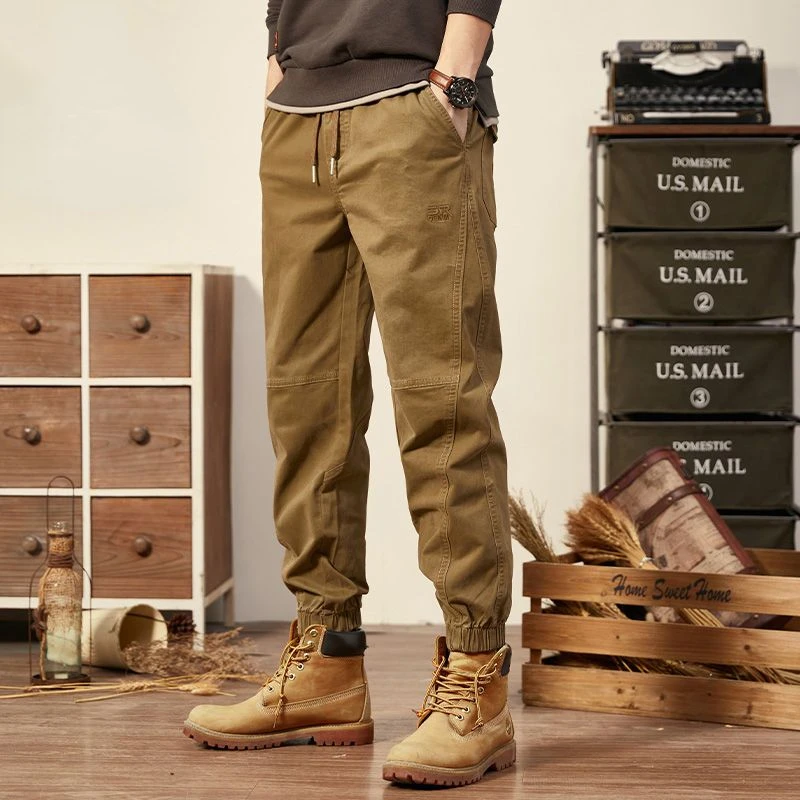 

2023 Autumn Cargo Pants Men Streetwear Multi-Pockets Joggers Solid Military Style Cotton Casual Tactical Long Trousers R74