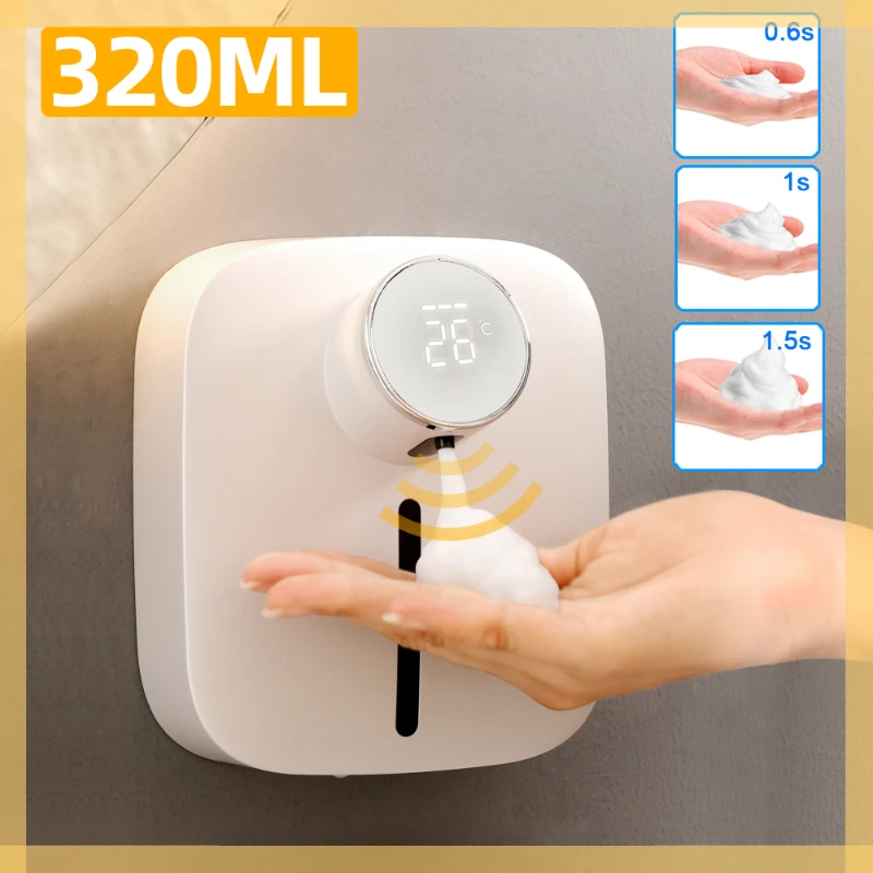 

Foam Liquid Soap Dispenser with Temperature Digital Rechargeable Sensor Touchless Hand Sanitizer Machine for Bathroom