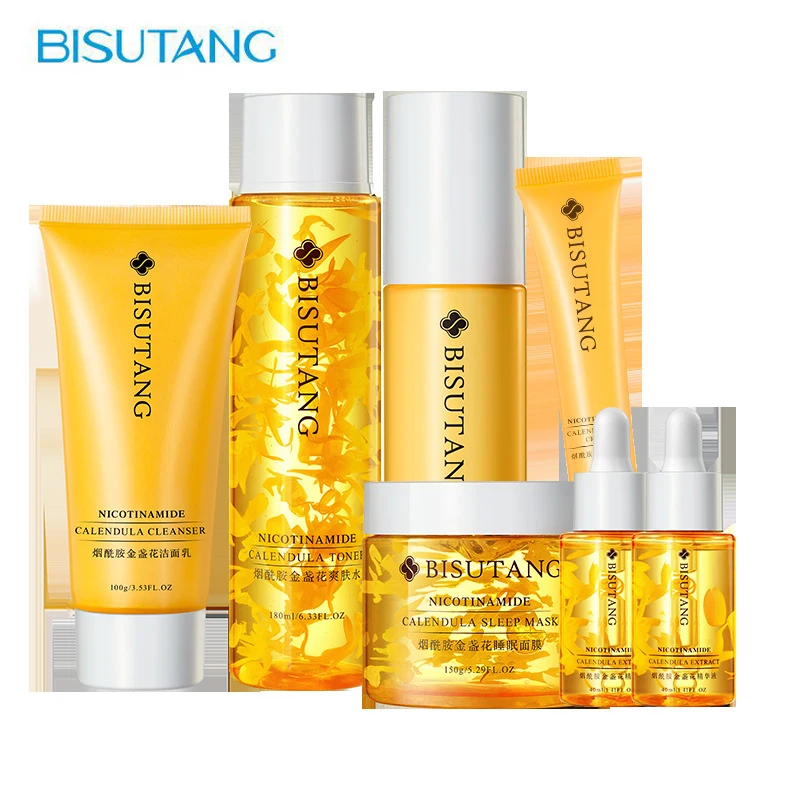 

Skincare Sets Moisturizing Hydrating Facial Skin Care Set Eye Care Cream Face Masks Cleanser Toner Serum Niacinamide Calendula
